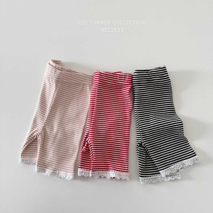 Melikey - Korean Children Fashion - #fashionkids - Lace Stripe Rib Leggings - 12