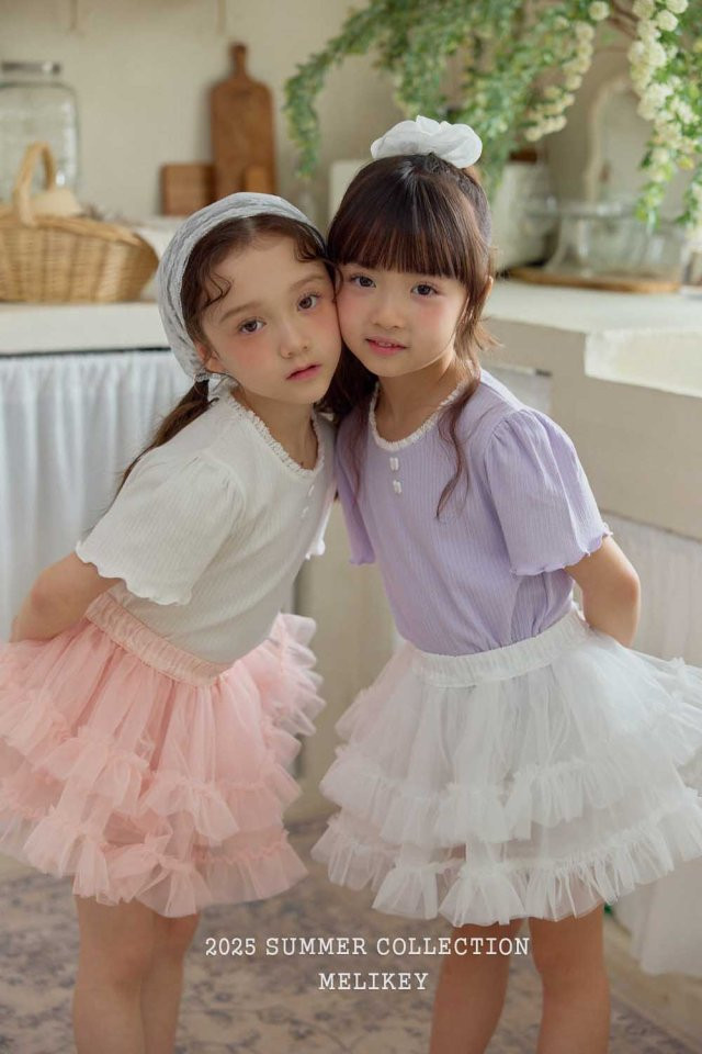 Melikey - Korean Children Fashion - #fashionkids - Ribbon Button Tee - 7