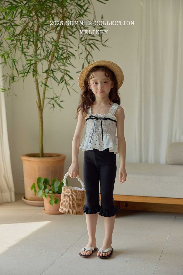 Melikey - Korean Children Fashion - #kidsshorts - Frill Black Leggings - 12