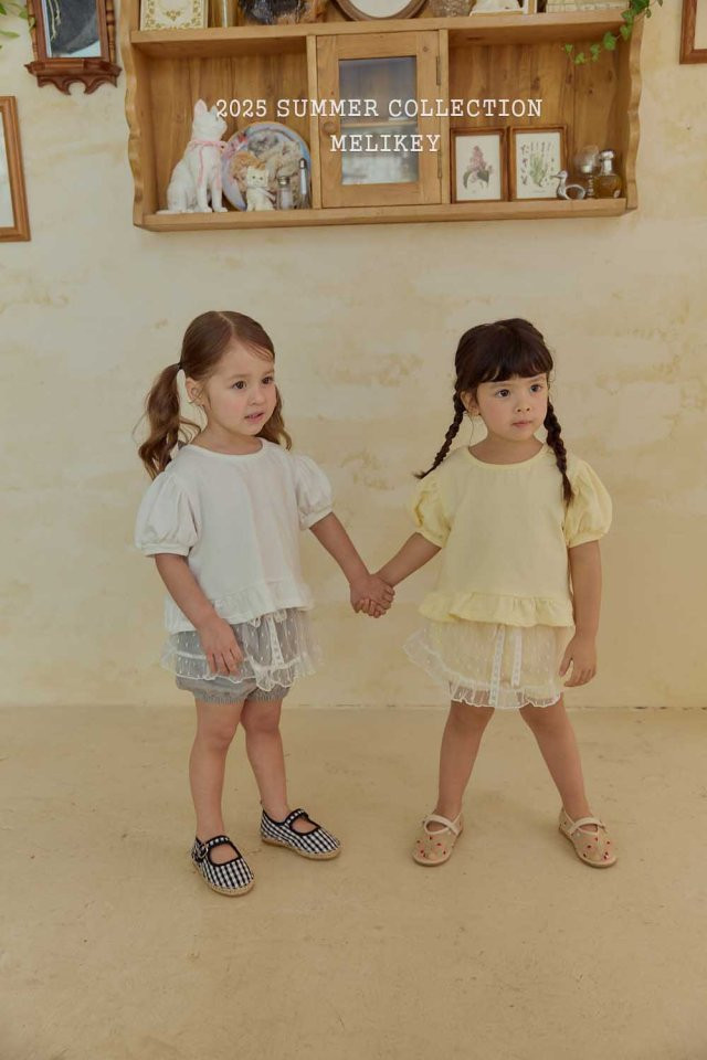 Melikey - Korean Children Fashion - #kidsshorts - Lulu Frill Ribbon Tee - 6