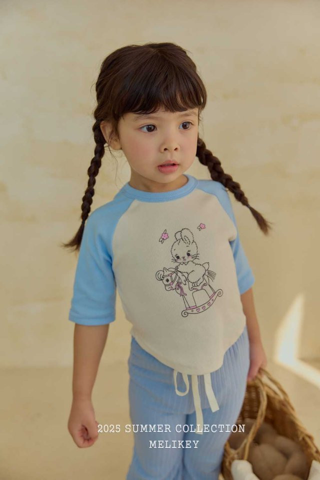 Melikey - Korean Children Fashion - #kidsshorts - Rabbit Raglan Tee - 3