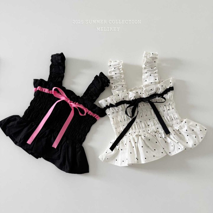 Melikey - Korean Children Fashion - #kidsshorts - Jenny Ribbon Sleeveless Blouse