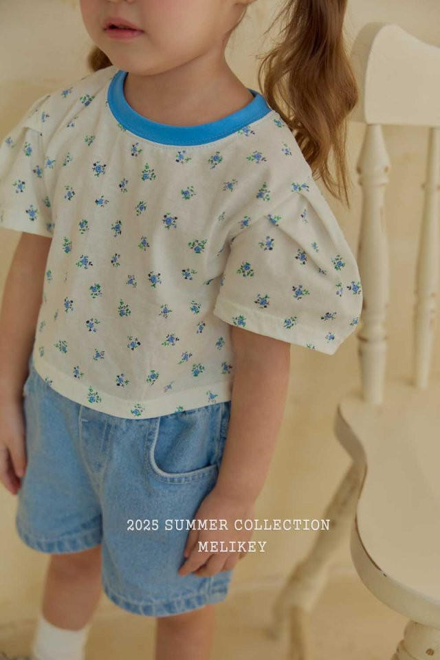 Melikey - Korean Children Fashion - #kidsstore - Flower Raglan Puff Tee - 8
