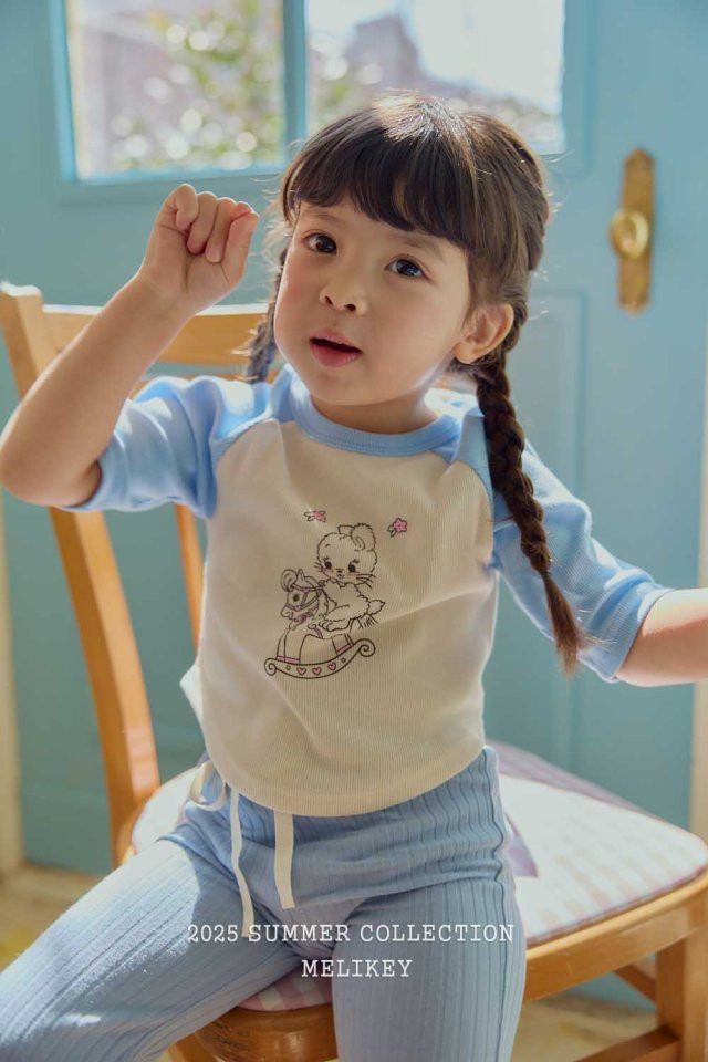 Melikey - Korean Children Fashion - #kidsshorts - Rabbit Raglan Tee - 4
