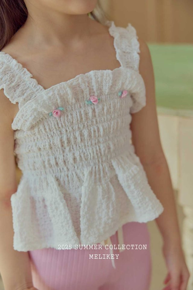 Melikey - Korean Children Fashion - #kidsstore - Rose Sleeveless Blouse - 3