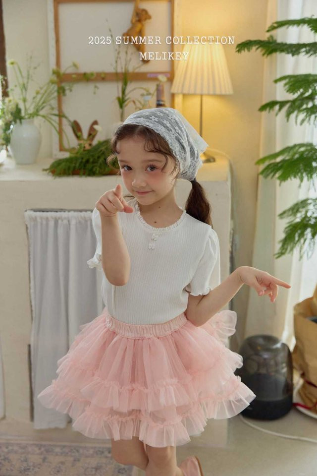 Melikey - Korean Children Fashion - #kidsstore - Ribbon Button Tee - 9