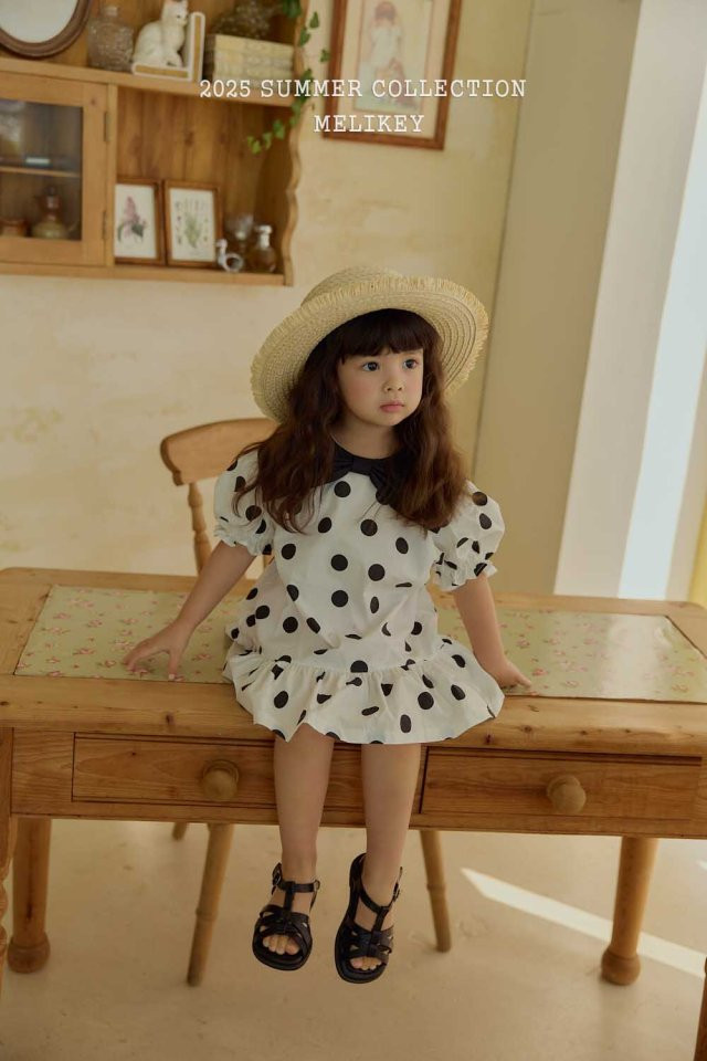 Melikey - Korean Children Fashion - #kidzfashiontrend - Big Ribbon Dot One-piece - 3