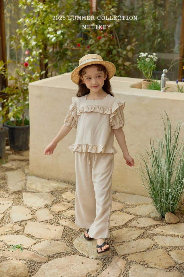 Melikey - Korean Children Fashion - #kidzfashiontrend - Frill Linen Set - 5