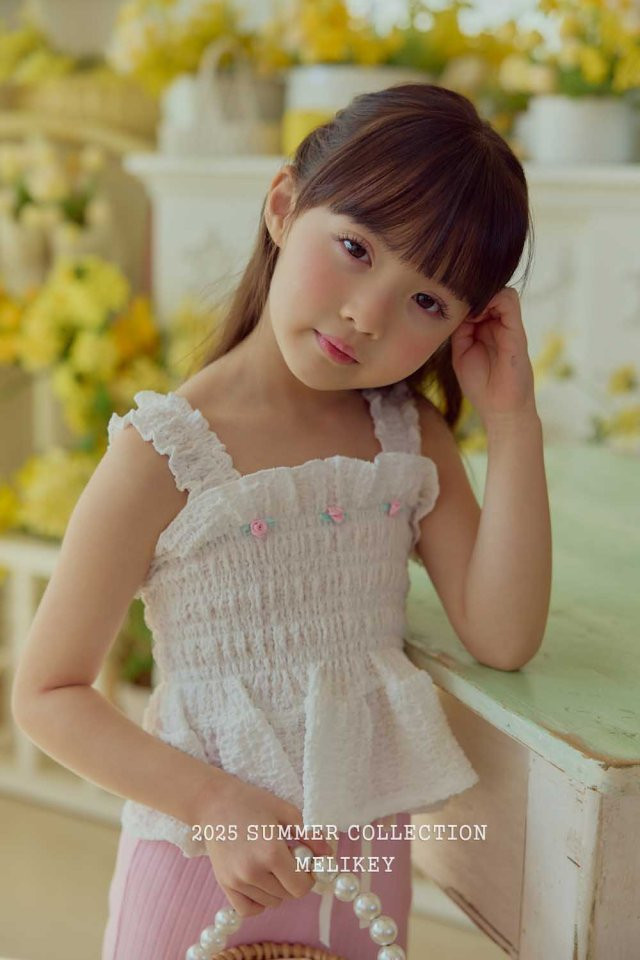 Melikey - Korean Children Fashion - #kidsstore - Rose Sleeveless Blouse - 4