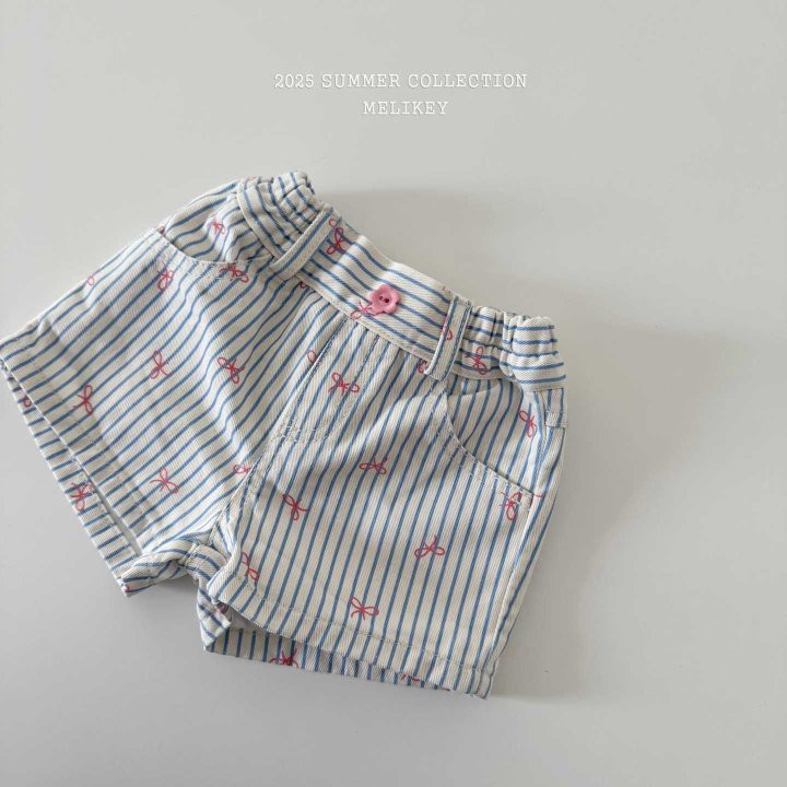 Melikey - Korean Children Fashion - #kidzfashiontrend - Stripe Ribbon Shorts