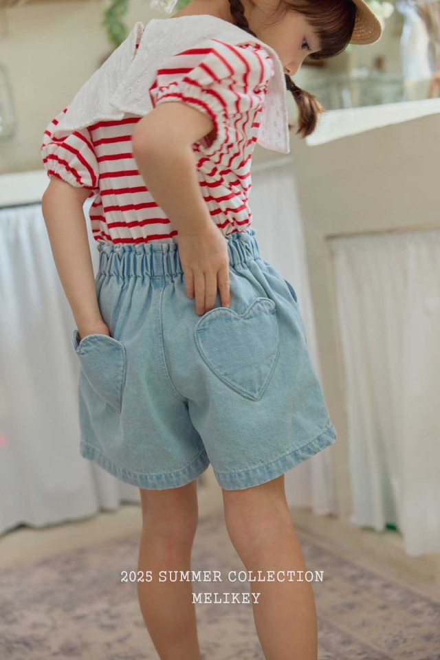 Melikey - Korean Children Fashion - #littlefashionista - Heart Denim Shorts - 11
