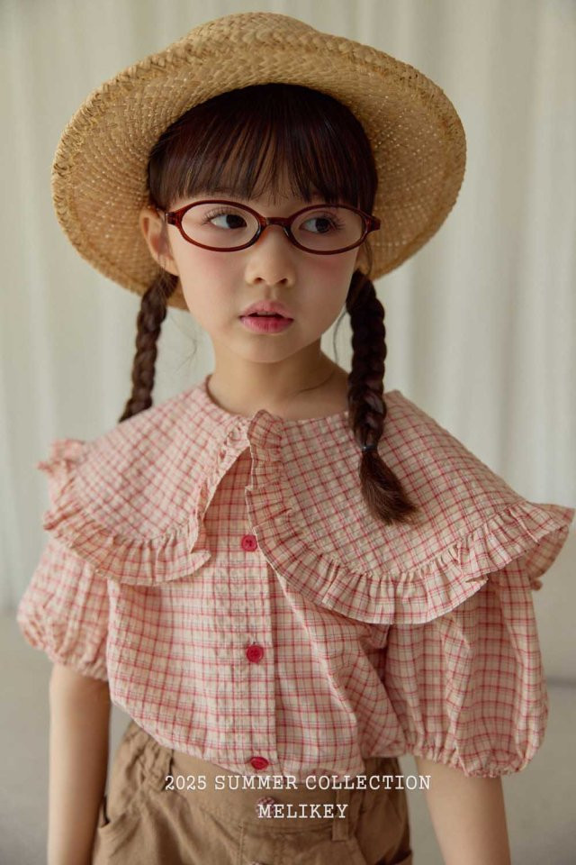 Melikey - Korean Children Fashion - #littlefashionista - Salty Check Collar Blouse - 7