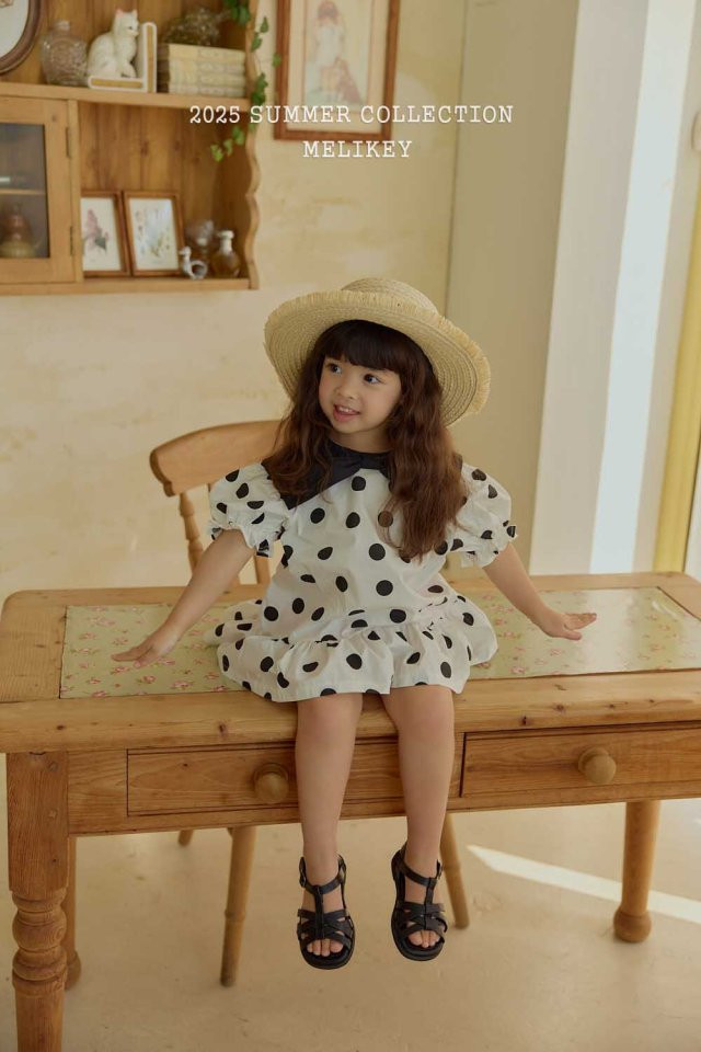 Melikey - Korean Children Fashion - #littlefashionista - Big Ribbon Dot One-piece - 5