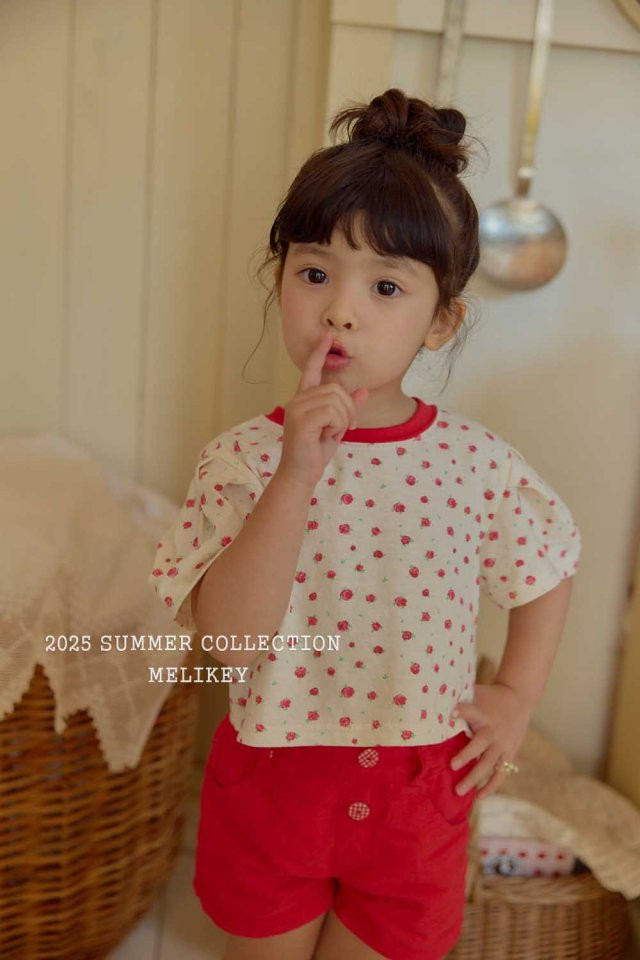 Melikey - Korean Children Fashion - #littlefashionista - Flower Raglan Puff Tee - 11
