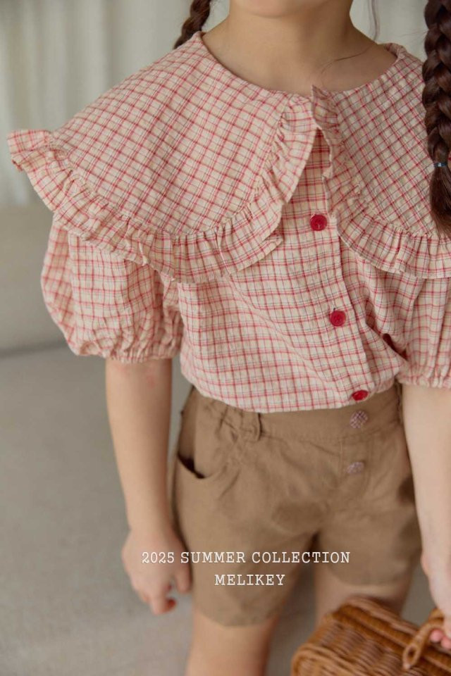 Melikey - Korean Children Fashion - #magicofchildhood - Salty Check Collar Blouse - 8