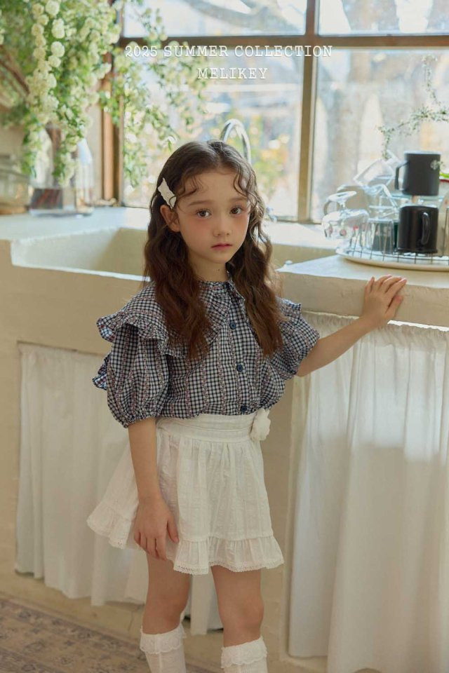 Melikey - Korean Children Fashion - #minifashionista - Salty Check Collar Blouse - 9
