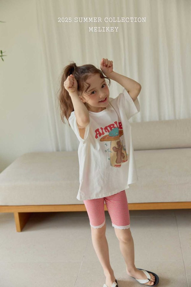 Melikey - Korean Children Fashion - #minifashionista - Lace Stripe Rib Leggings - 5