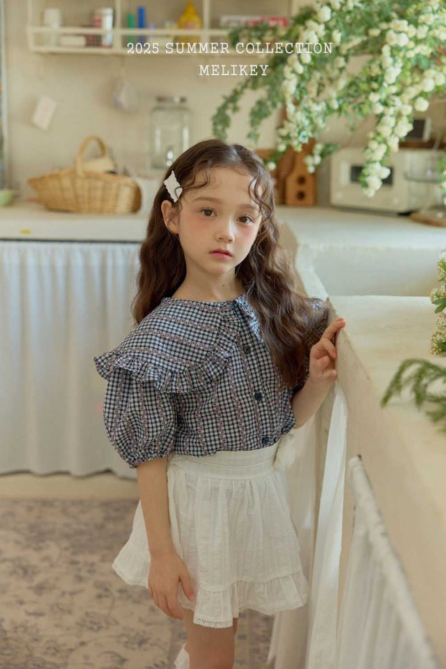 Melikey - Korean Children Fashion - #prettylittlegirls - Salty Check Collar Blouse - 10