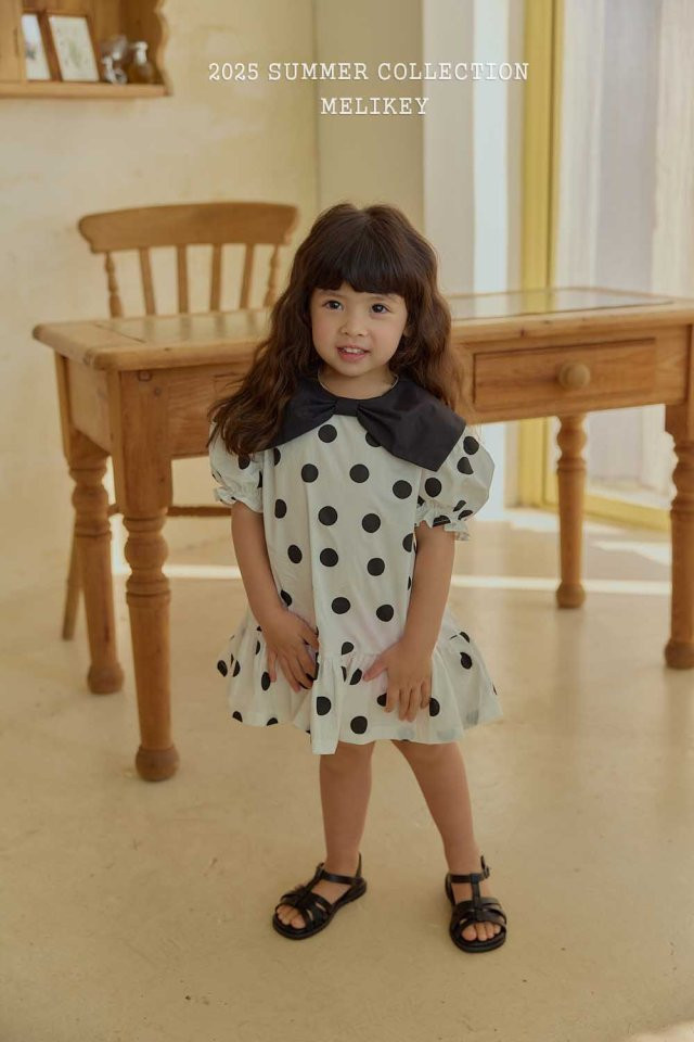 Melikey - Korean Children Fashion - #prettylittlegirls - Big Ribbon Dot One-piece - 8