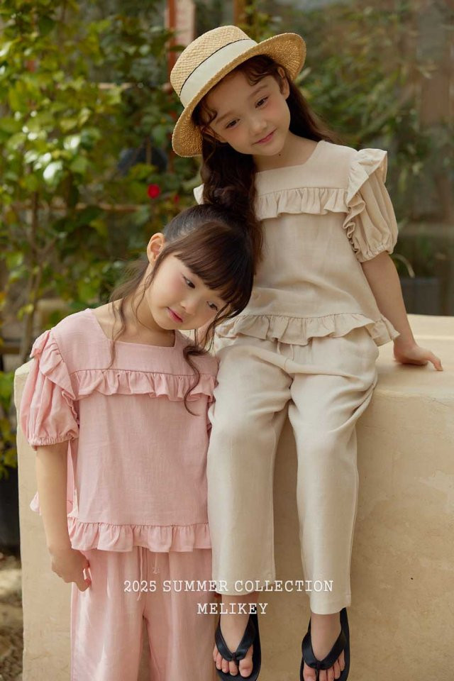 Melikey - Korean Children Fashion - #prettylittlegirls - Frill Linen Set - 10