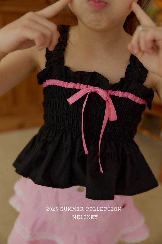 Melikey - Korean Children Fashion - #prettylittlegirls - Jenny Ribbon Sleeveless Blouse - 8