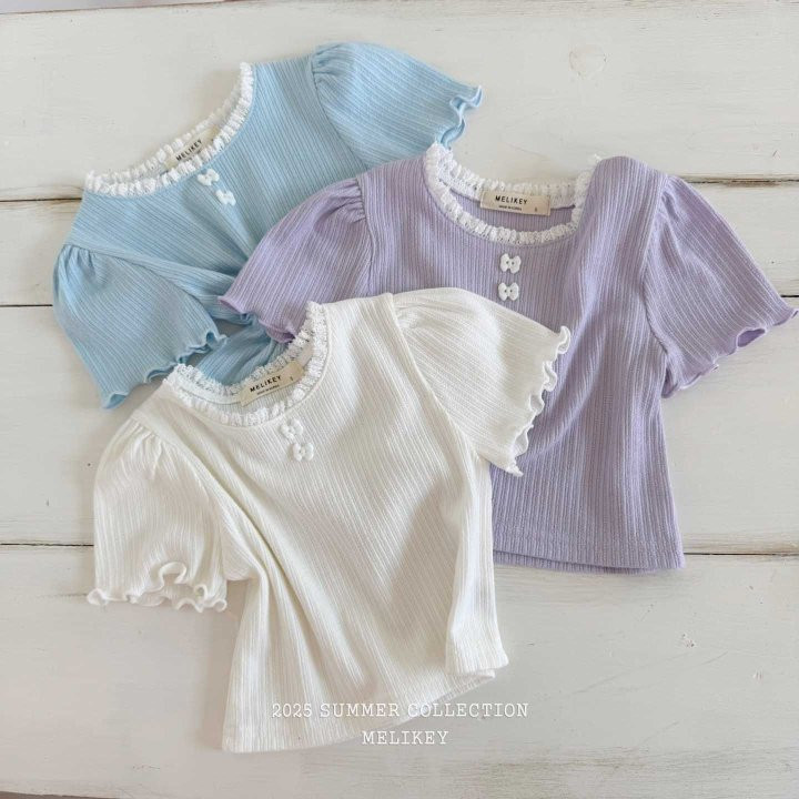 Melikey - Korean Children Fashion - #prettylittlegirls - Ribbon Button Tee