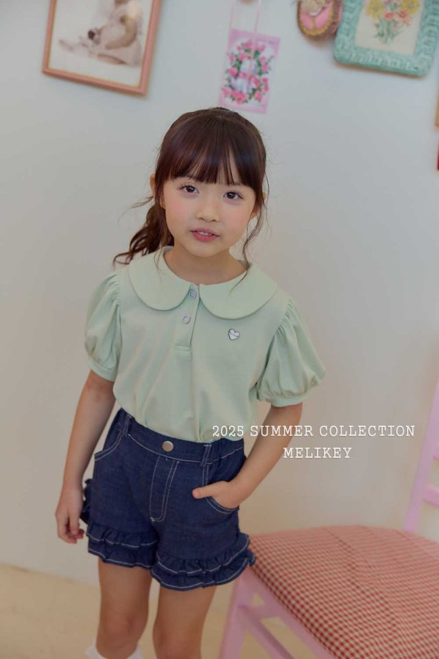 Melikey - Korean Children Fashion - #prettylittlegirls - Heart Label Collar Tee - 7
