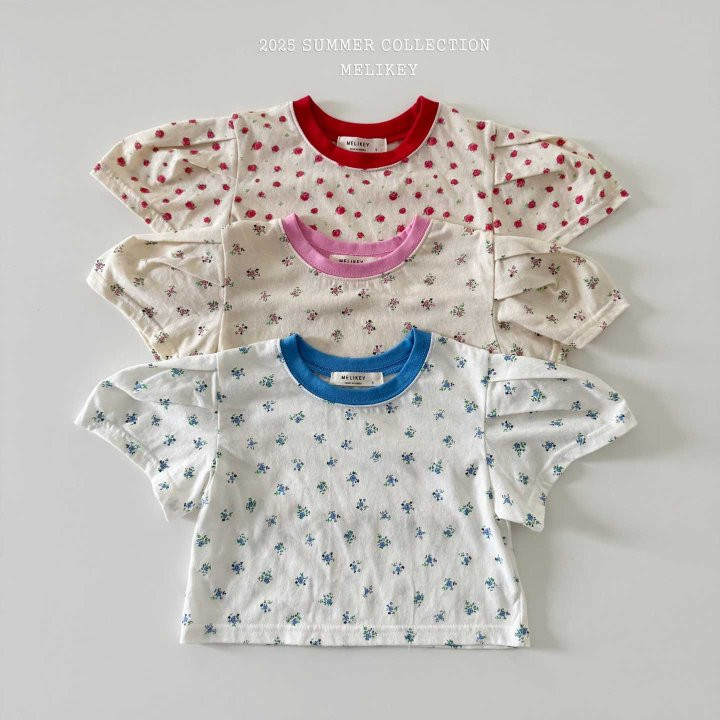 Melikey - Korean Children Fashion - #stylishchildhood - Flower Raglan Puff Tee