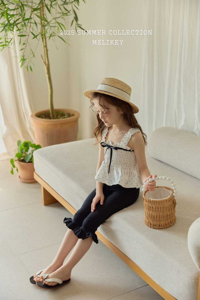 Melikey - Korean Children Fashion - #toddlerclothing - Frill Black Leggings - 5