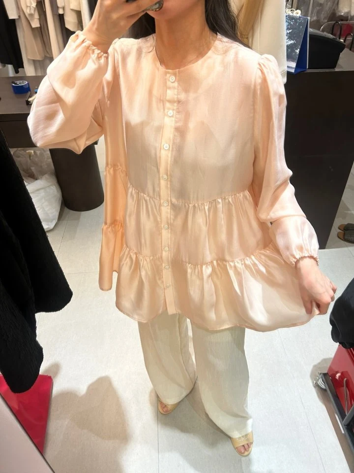 Merry J - Korean Women Fashion - #momslook - Organza Shirring Blouse - 7