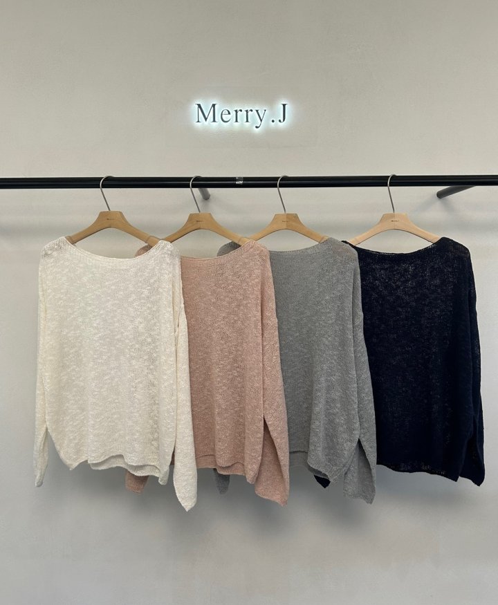 Merry J - Korean Women Fashion - #momslook - Alpha Boat Neck Knit