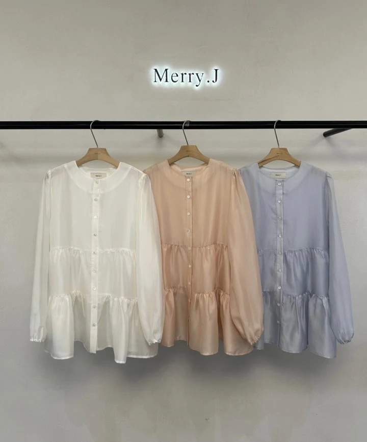 Merry J - Korean Women Fashion - #pursuepretty - Organza Shirring Blouse