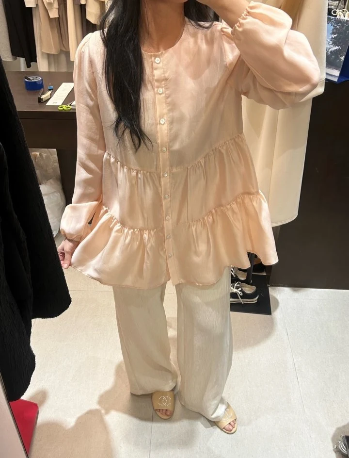 Merry J - Korean Women Fashion - #restrostyle - Organza Shirring Blouse - 2