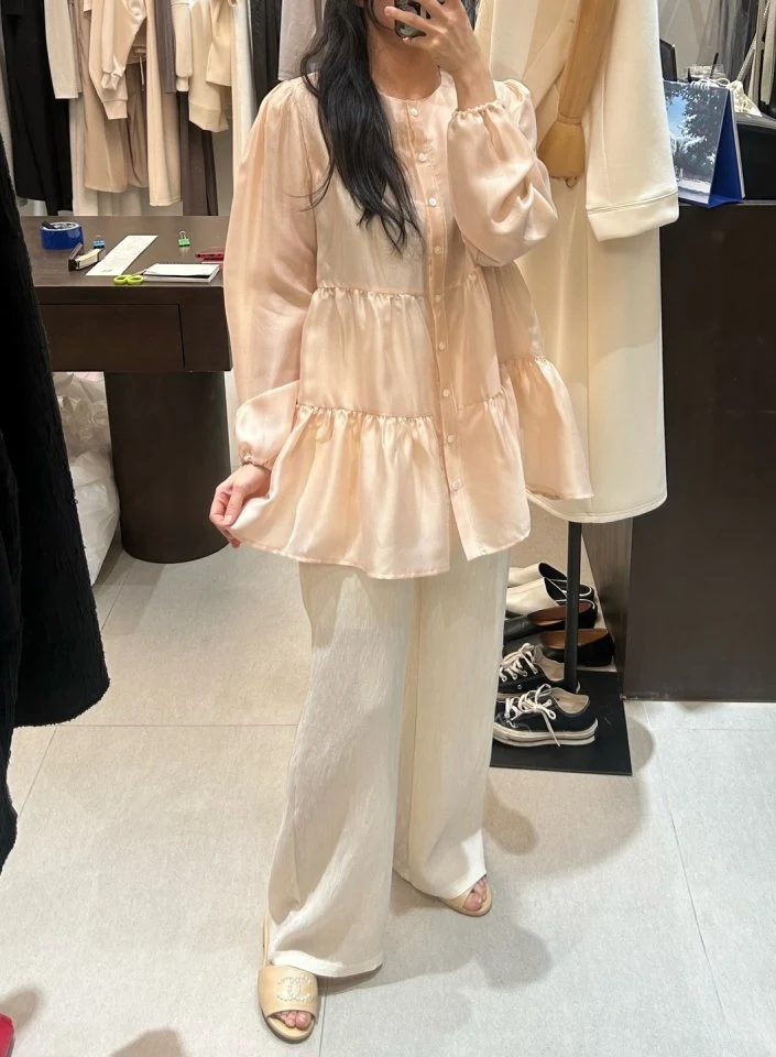 Merry J - Korean Women Fashion - #romanticstyle - Organza Shirring Blouse - 3