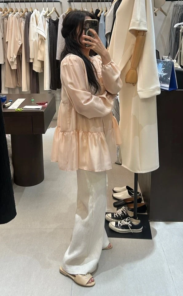 Merry J - Korean Women Fashion - #romanticstyle - Organza Shirring Blouse - 4