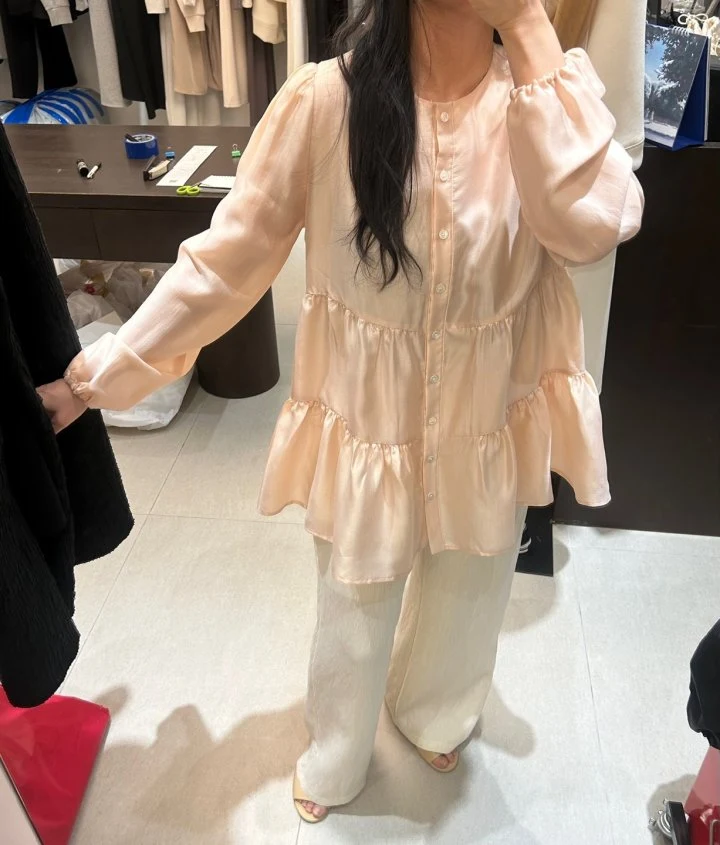 Merry J - Korean Women Fashion - #thatsdarling - Organza Shirring Blouse - 5