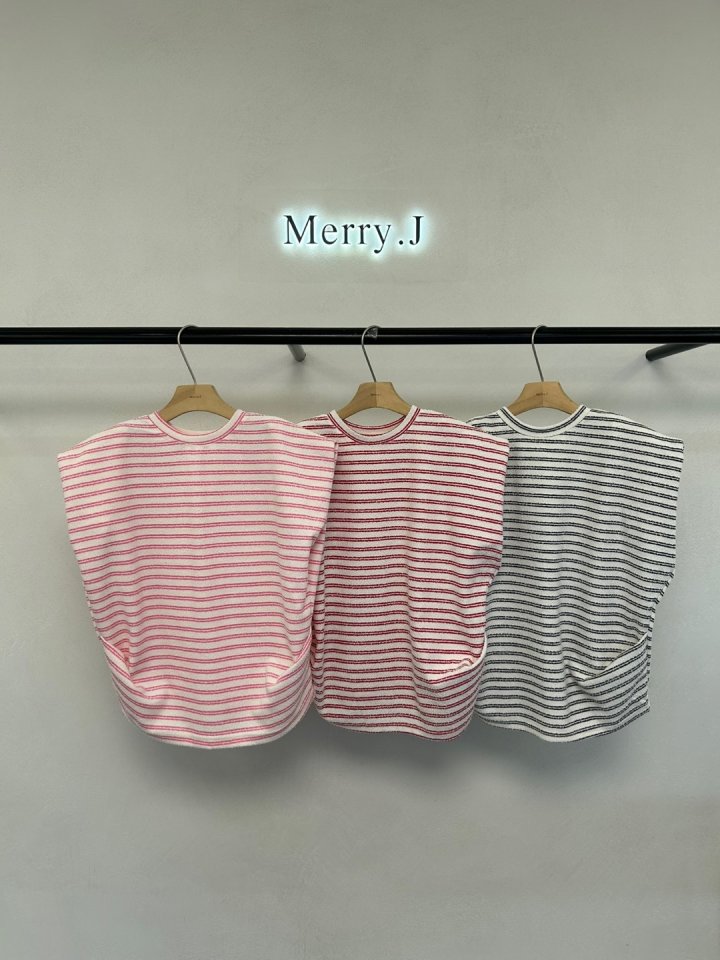 Merry J - Korean Women Fashion - #womensfashion - Stripe Er Tee