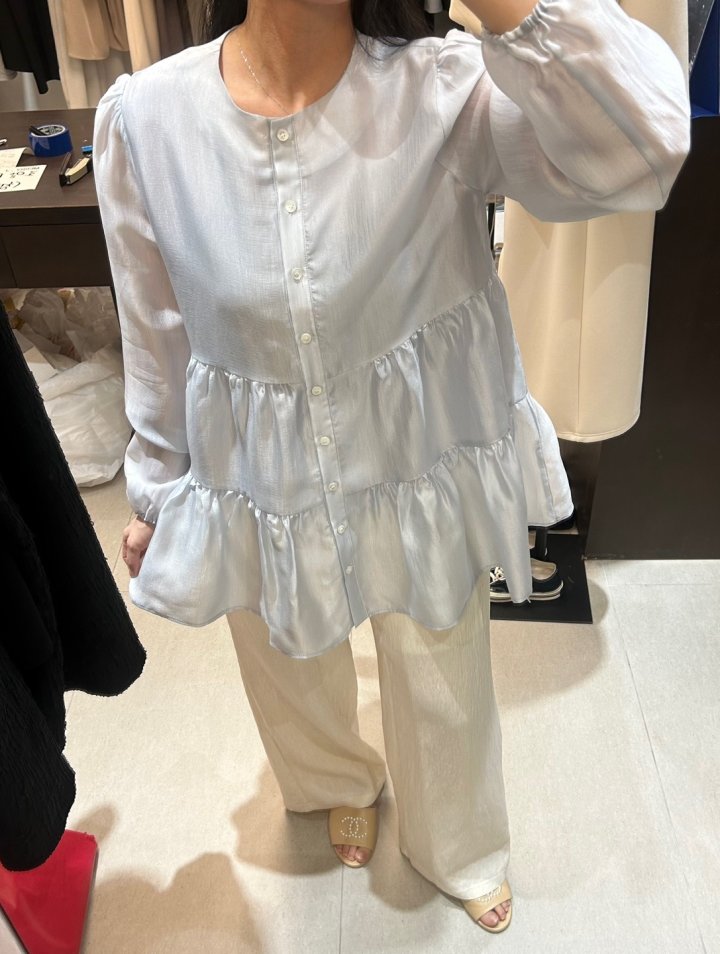 Merry J - Korean Women Fashion - #womensfashion - Organza Shirring Blouse - 12