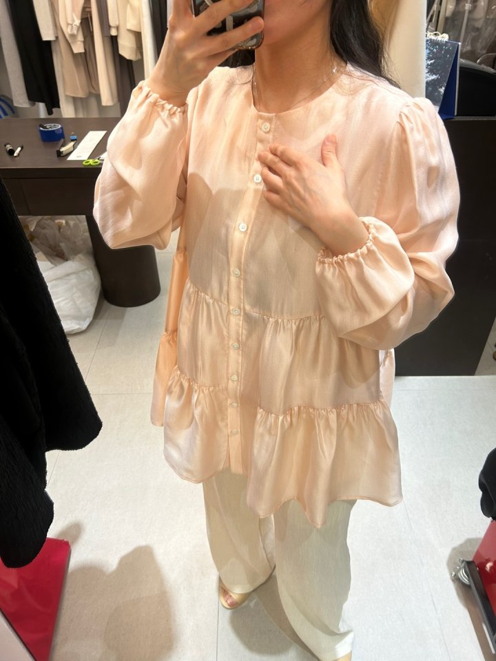 Merry J - Korean Women Fashion - #womensfashion - Organza Shirring Blouse - 8