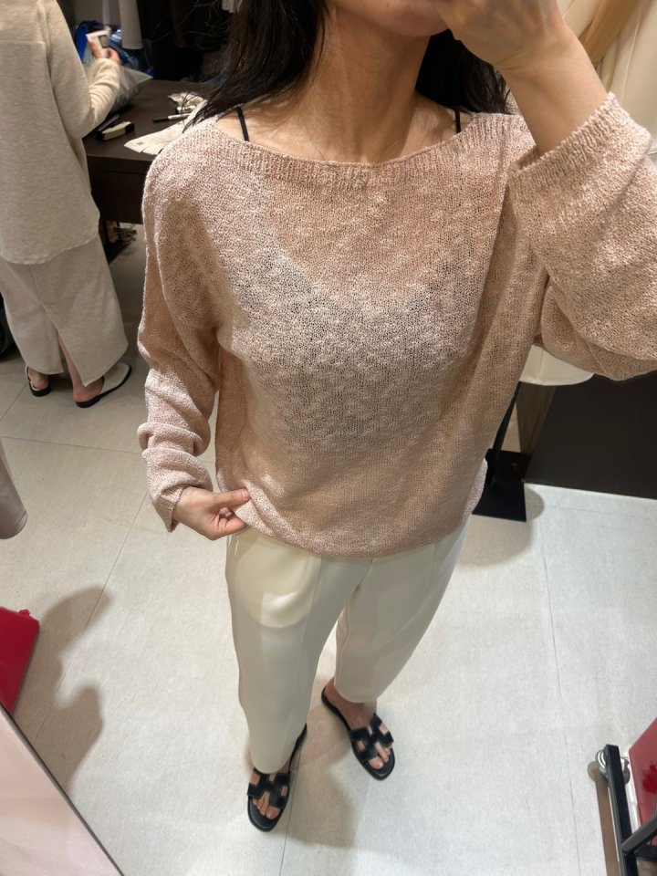 Merry J - Korean Women Fashion - #womensfashion - Alpha Boat Neck Knit - 6