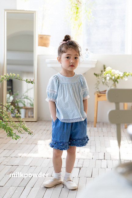 Milk Powder - Korean Children Fashion - #childrensboutique - Frill Denim Pants - 7