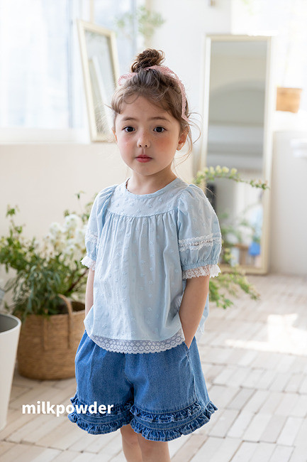 Milk Powder - Korean Children Fashion - #designkidswear - Frill Denim Pants - 8