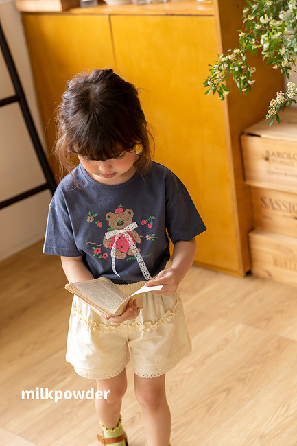Milk Powder - Korean Children Fashion - #kidsshorts - Berry Bear Tee - 3