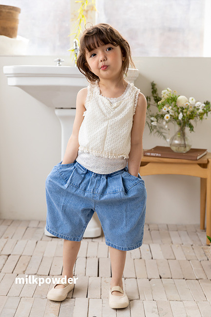 Milk Powder - Korean Children Fashion - #prettylittlegirls - Bermuda Denim Pants - 11