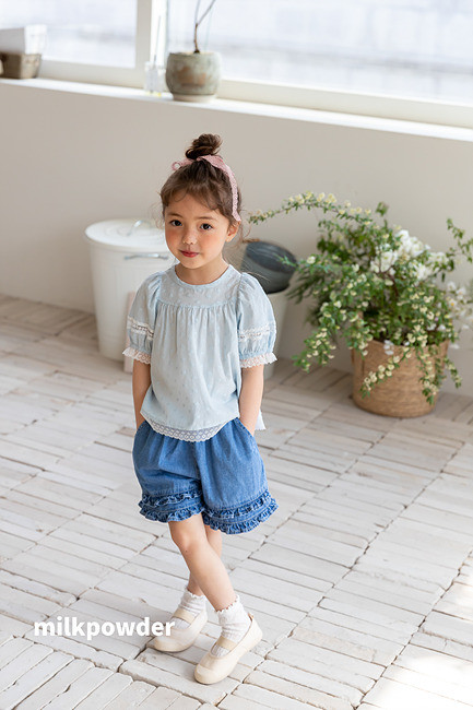 Milk Powder - Korean Children Fashion - #stylishchildhood - Frill Denim Pants - 5