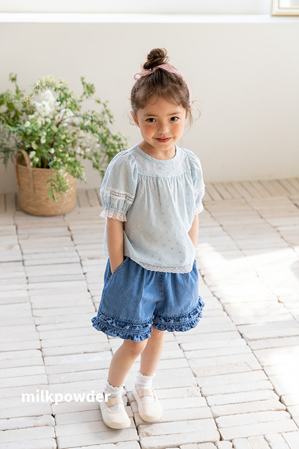 Milk Powder - Korean Children Fashion - #todddlerfashion - Frill Denim Pants - 3