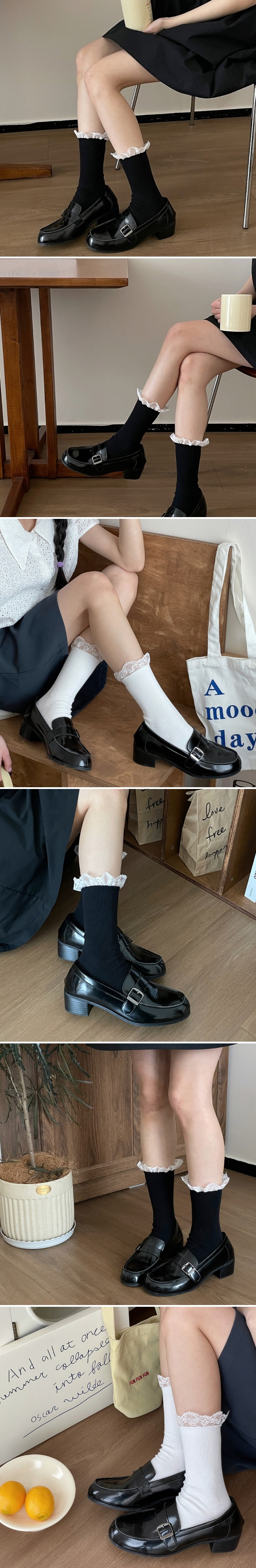 Miso - Korean Women Fashion - #momslook - Women Fine Bone Lace Socks