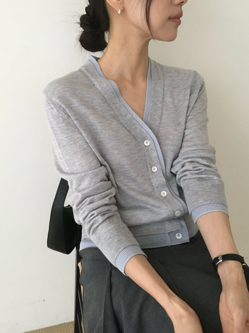 Moani - Korean Women Fashion - #momslook - Layered Silk Wool V Neck Cardigan - 3