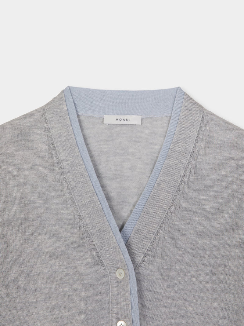 Moani - Korean Women Fashion - #momslook - Layered Silk Wool V Neck Cardigan - 8