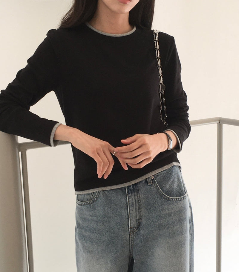 Moani - Korean Women Fashion - #momslook - Double Layered Long Sleeve Top - 4